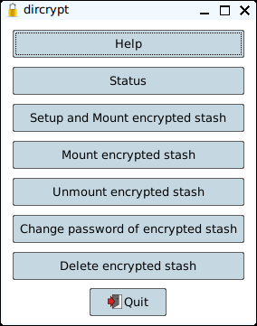 Dircrypt main screen