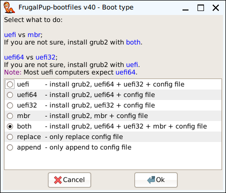 FrugalPup Boot type screen
