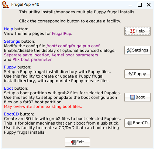 FrugalPup main screen